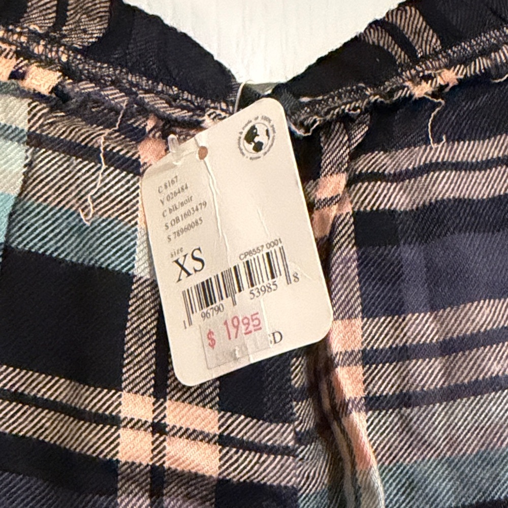 Free People Blue Plaid Ruffle Sleep Shorts - Picture 4 of 5